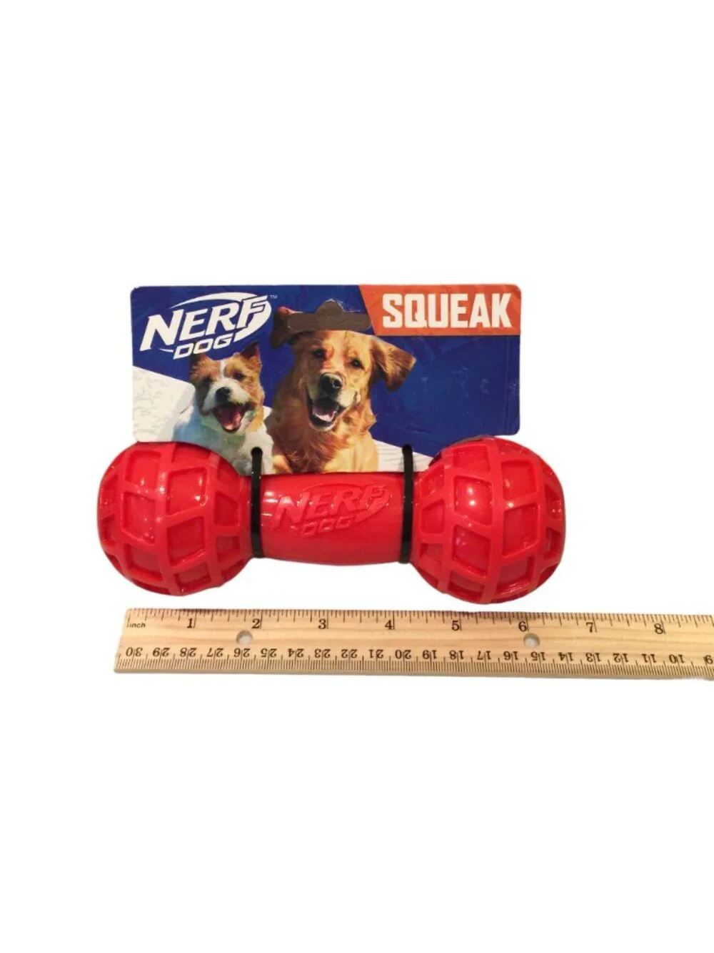 NERF DOG Squeaker Red Green Barbell 7